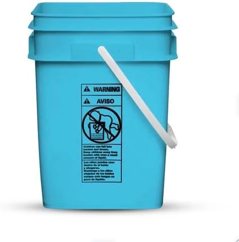 House Naturals 4 Gallon Square Food Grade Bucket Pail with Plastic Handles and Lid (Pack of 3) Made in USA containers (Aqua - Black lids)