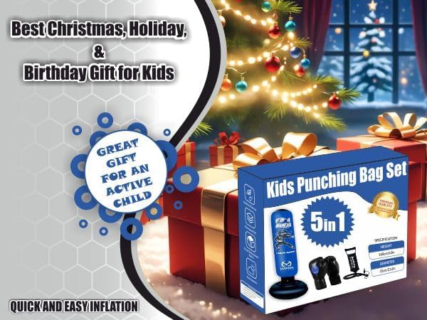 Durable Inflatable Kids Punching Bag for Karate and Boxing – Bounce-Back Martial Arts Bag for Boys and Girls, Great Birthday Gift to Relieve Energy and Build Skills for Boys Ages 4-12