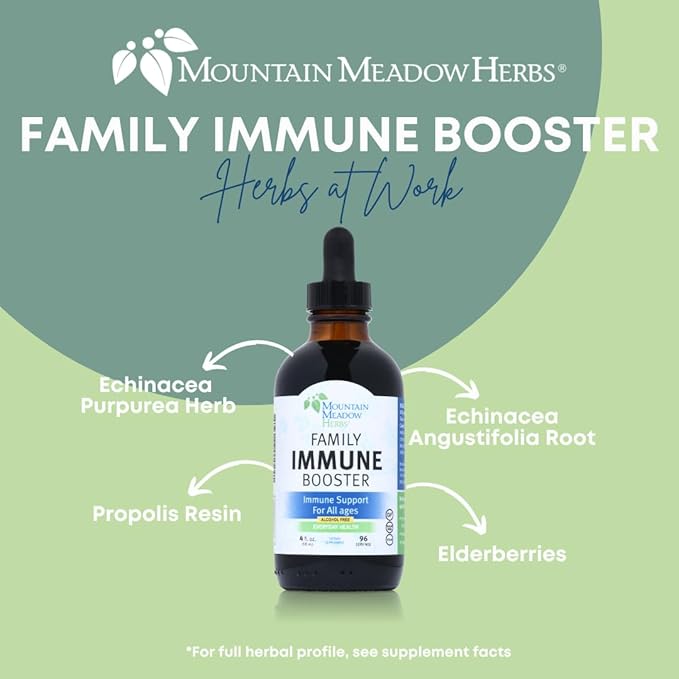 Mountain Meadow Herbs Family Immune Booster Extract with Sambucus Elderberry and Echinacea | Optimal Immune Support for The Whole Family | Tincture, 4 oz