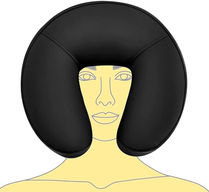 Universal-Size Ergonomic Crescent Memory Foam Face Cushion 632 for Massage Table Chair Headrest (Face Cushion Only) (Memory Foam, Black)