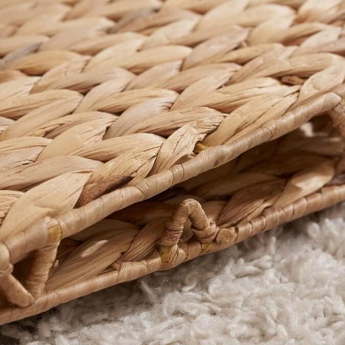 12 x 12in Water Hyacinth Storage Baskets, Wicker Storage Baskets for Shelves, Woven Baskets for Storage, Wicker Storage Basket for Bedroom, Living Room, Nursery Room (Natural 6 Packs 12x12in)