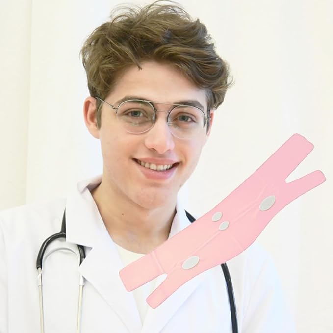 V Line Lifting Mask Chin Strap for Sleeping, Face Lifting Strap, Chin Strap, Jawline Shaper, Jaw Strap, Double Chin Reducer,Face Lift Tape & Snoring Solution (Pink~)
