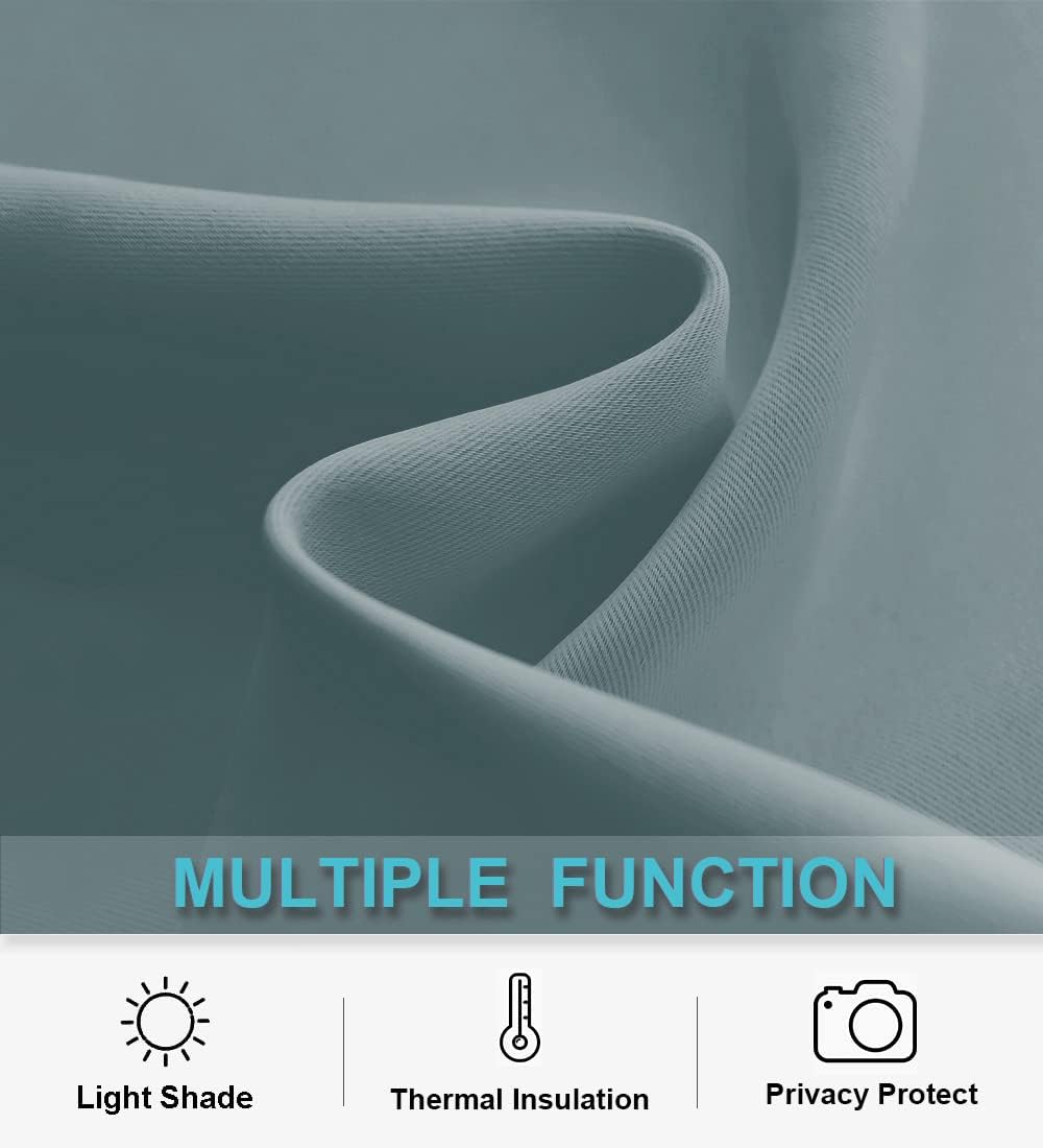 RYB HOME Small Window Blackout Curtains for Bathroom - Privacy Room Darkening Curtains Drapese Rod Pocket Energy Smart Decor for Kitchen Bedroom, 42 inches Wide x 54 inches Long, Dusty Blue, 1 Pair