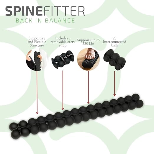 Spinefitter by Sissel, Back Stretcher, Back Cracker for Upper & Lower Back Relief, Spine Decompressor, Spinal Decompression for Back Relief, Posutre Corrector, Ideal for Pilates & Yoga, Black