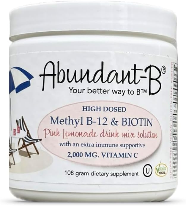 Sufficient-C Abundant-B High-Dose Methyl B-12 and Biotin Pink Lemonade Energy Drink Mix Solution - Flavor w/Function in Each Refreshing sip!