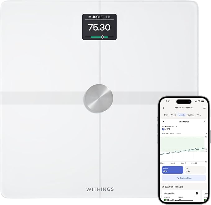 WITHINGS Body Smart - Accurate Scale for Body Weight and Fat Percentage, Body Composition Wi-Fi and Bluetooth Weight Scale, Baby Weight Scale, Smart Scale Apple Health Compatible, Bathroom Scale