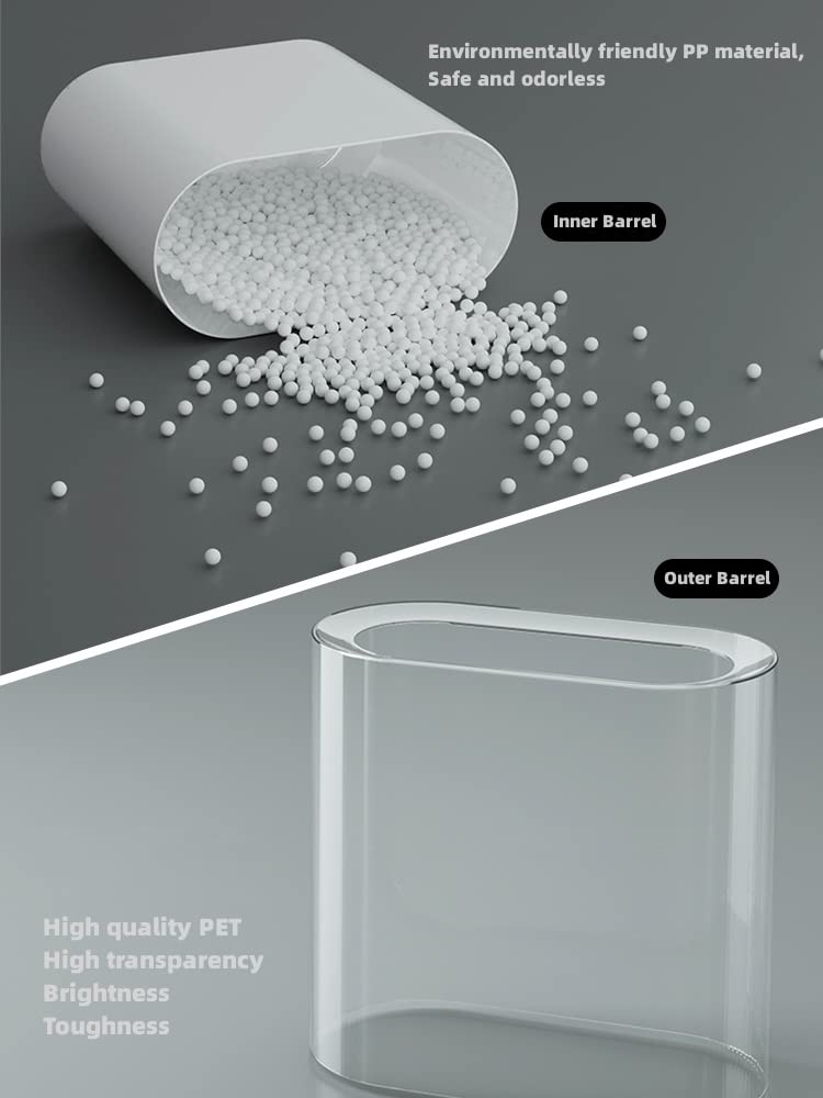 IEEK Small Waste Basket Slim Trash Can 3.2 Gallon/12L Clear and White Garbage Can Rectangle Plastic Wastebaskets Container Bin for Narrow Spaces Office,Bathroom, Bedroom,Kitchen,Living Room,Study