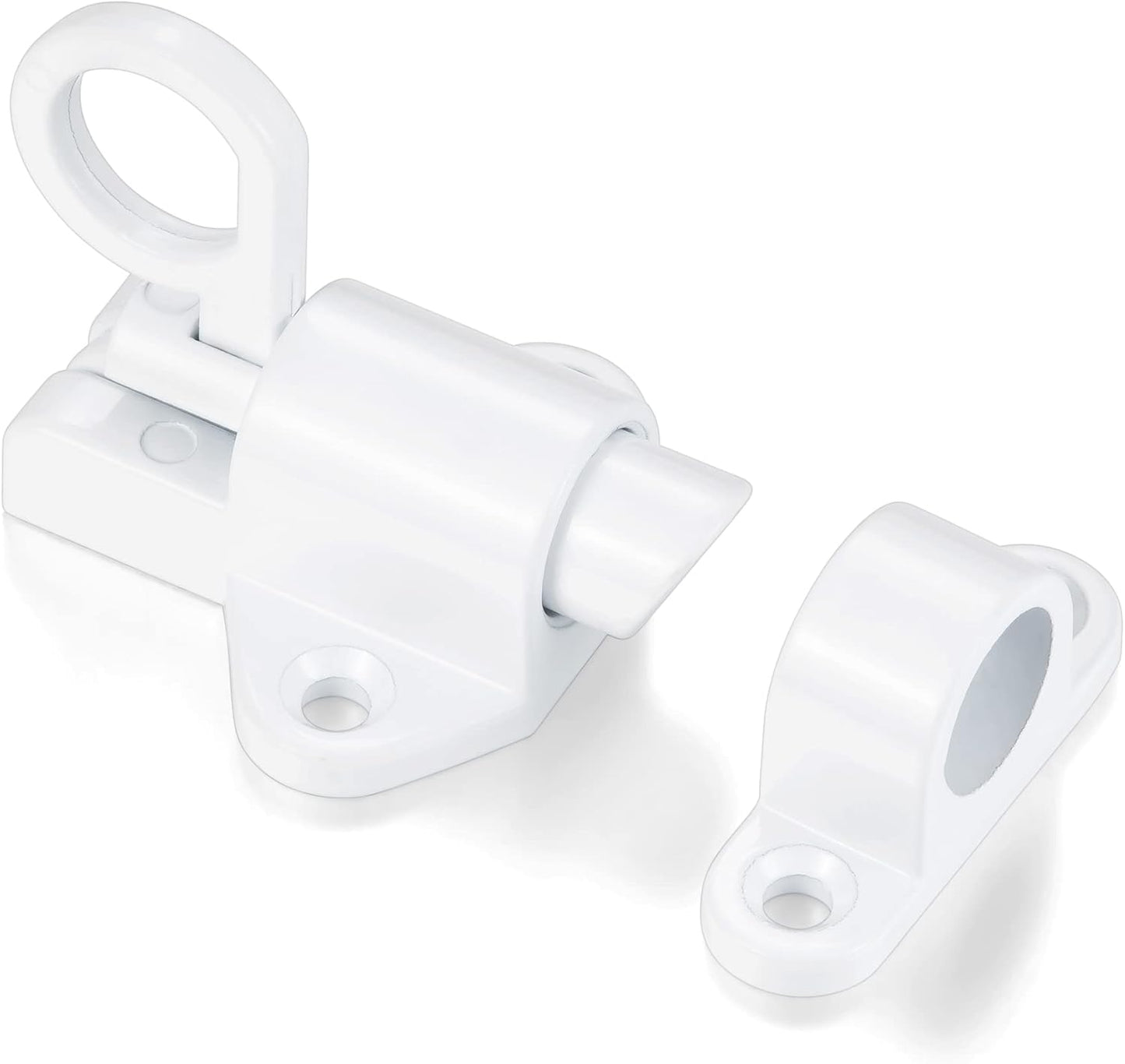 2 Packs Self-Closing Latches,White Spring Door Lock,Resilient Bolt Latch Aluminum Alloy Safety Automatic Spring Barrel Slide Door Lock with Screws,Used for Gate,Window and Cabinet etc