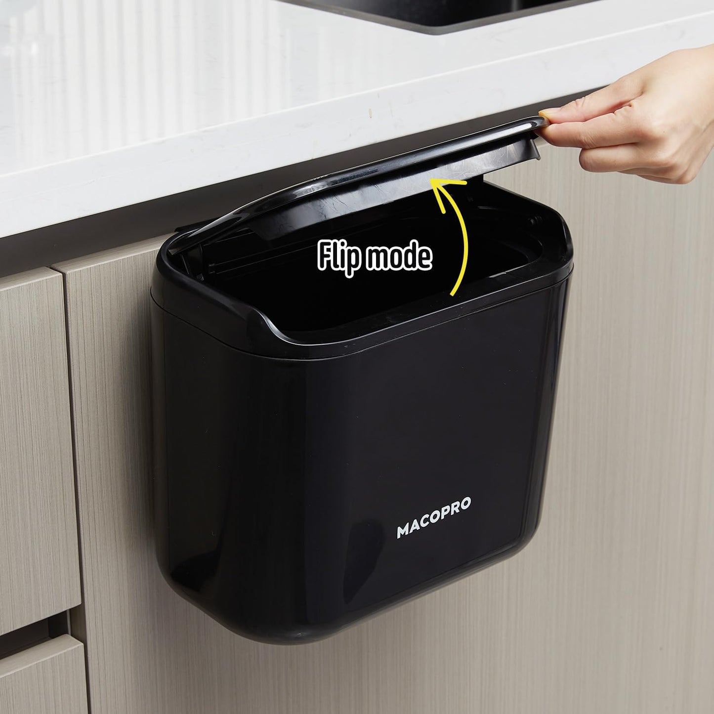 Hanging Small Trash Can with Lid Under Sink for Kitchen, Food Waste Bin for Countertop Compost Bin with Lid, Wall Mount Mountable Garbage Can for Bathroom, RV, 6.8L/1.8 Gal