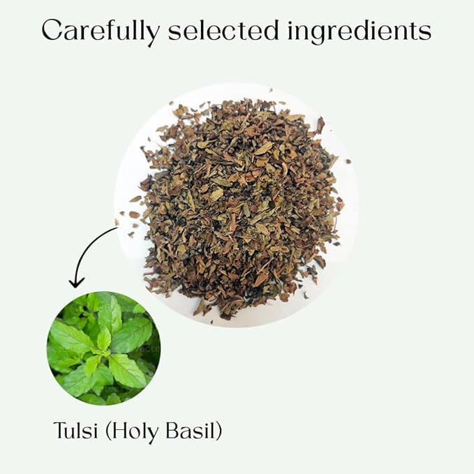 Tulsi Holy Basil Tea Bags 50 Count For Cognitive Balance & Overall Health Ayurvedic Tulsi With Antioxidants Caffeine Free Holy Basil Leaves Pyramid Herbal Tea Bags Support Digestion & Boost Immunity