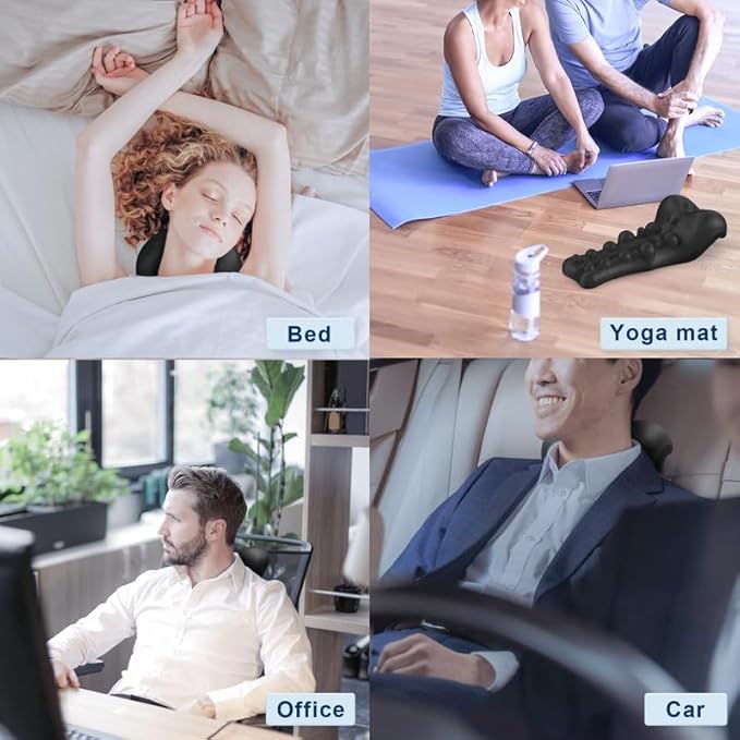 Neck and Shoulder Relaxer with Upper Back Massage Point, Cervical Traction Device Neck Stretcher for TMJ Pain Relief and Cervical Spine Alignment Chiropractic Pillow(Black)