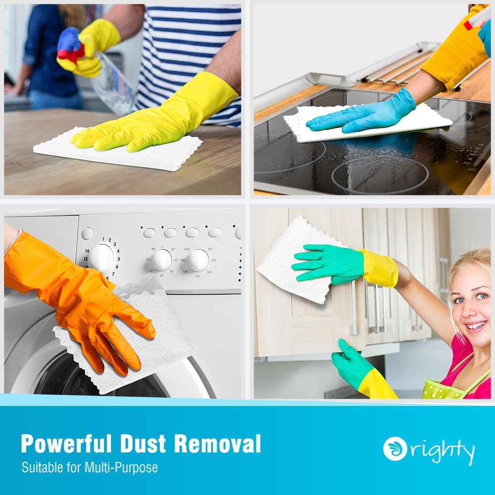 Orighty Cleaning Cloths, Shop Towels 50 Pack, Shop Rags Reusable, Microfiber Cleaning Rags Bulk for Cars, Multi-Purpose Lint Free Towels for Automotive, Mechanic, Kitchen, 11.5’’ x 11.5’’, White