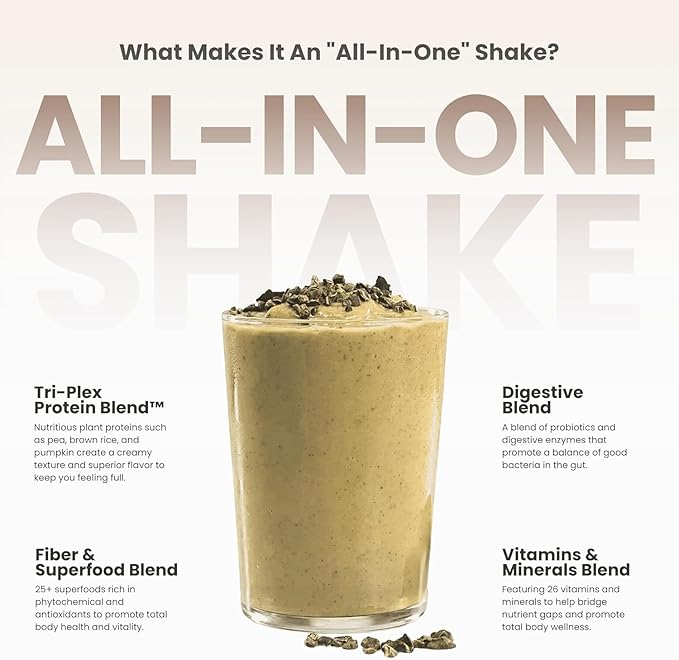 310 Nutrition All-In-One Meal Replacement Shake Powder - Plant-Based Protein Smoothie Blend w/High Fiber, Probiotics & Adaptogens - Low Carb, Vegan, Keto & Paleo Friendly - Horchata - 14 Srv