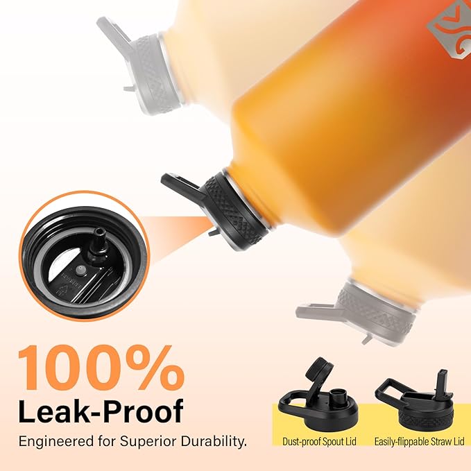 1 Gallon Water Bottle Insulated | Thickened Stainless Steel Vacuum Metal Water Jug | Portable Sports Large for Gym and Hiking with Straw, Carrier Bag, Handle Strap | BPA-Free 128 oz