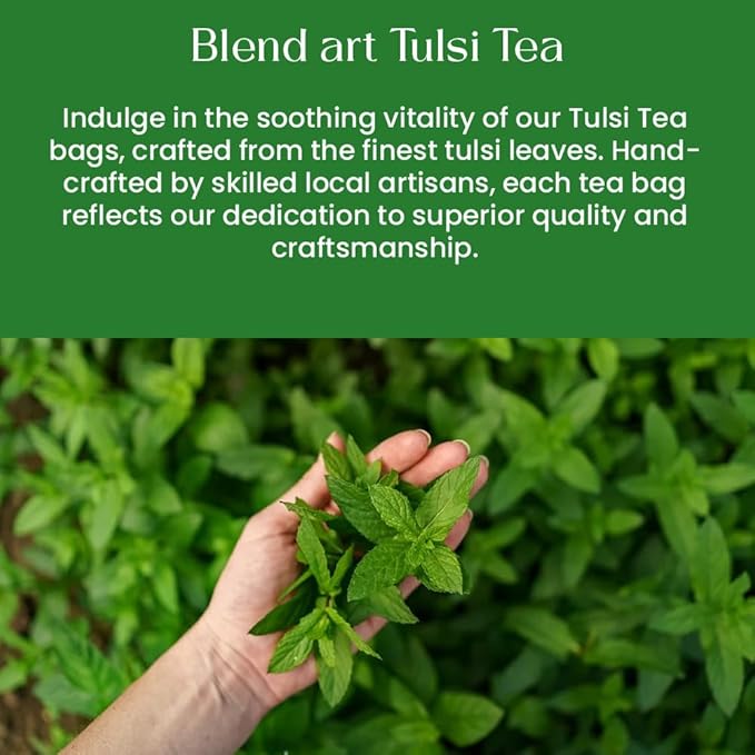 Tulsi Holy Basil Tea Bags 50 Count For Cognitive Balance & Overall Health Ayurvedic Tulsi With Antioxidants Caffeine Free Holy Basil Leaves Pyramid Herbal Tea Bags Support Digestion & Boost Immunity
