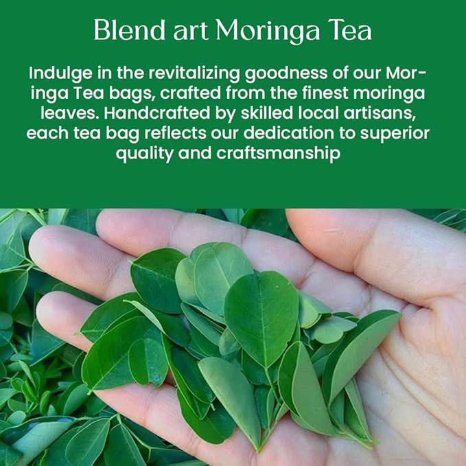 Blendart Moringa Tea Bags (100 Count) Caffeine Free, Pure Moringa Leaves | Sweet and Light Herbal Tea Bags