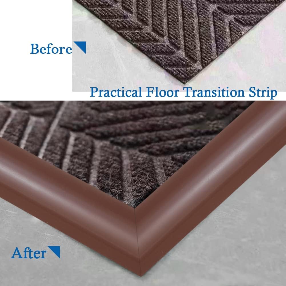 Floor Transition Strip Self Adhesive Carpet & Flooring Transitions Edging Trim Strip PVC Threshold Transitions Suitable for Threshold Height Less Than 5mm (20Ft, Black Walnut)