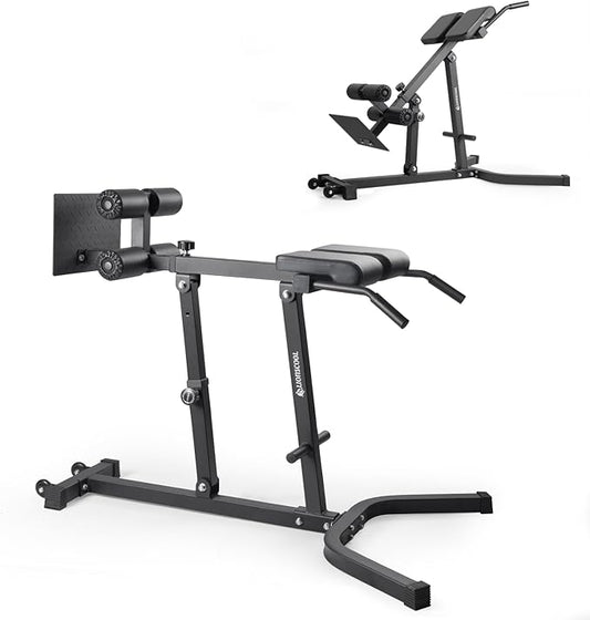 LIONSCOOL Heavy-Duty Adjustable Roman Chair - Back Extension Bench with Multiple Adjustment Functions- Hyperextension Bench Perfect for Home Gym