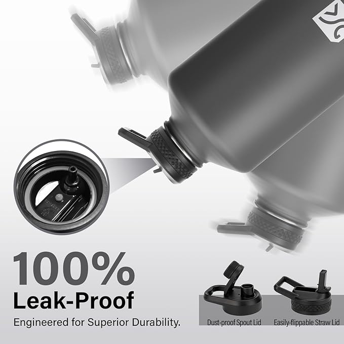 1 Gallon Water Bottle Insulated | Thickened Stainless Steel Vacuum Metal Water Jug | Portable Sports Large for Gym and Hiking with Straw, Carrier Bag, Handle Strap | BPA-Free 128 oz