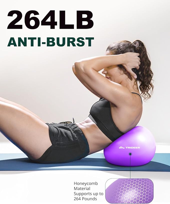 Trideer Pilates Ball 9 Inch, Small Exercise Ball with Exercise Guide for Yoga, Core Training, Physical Therapy, Balance, Stability, Stretching