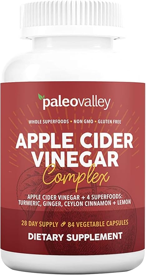 Paleovalley Apple Cider Vinegar Complex with Superfoods - Turmeric, Ginger, Ceylon Cinnamon and Lemon - 84 Vegetable Capsules