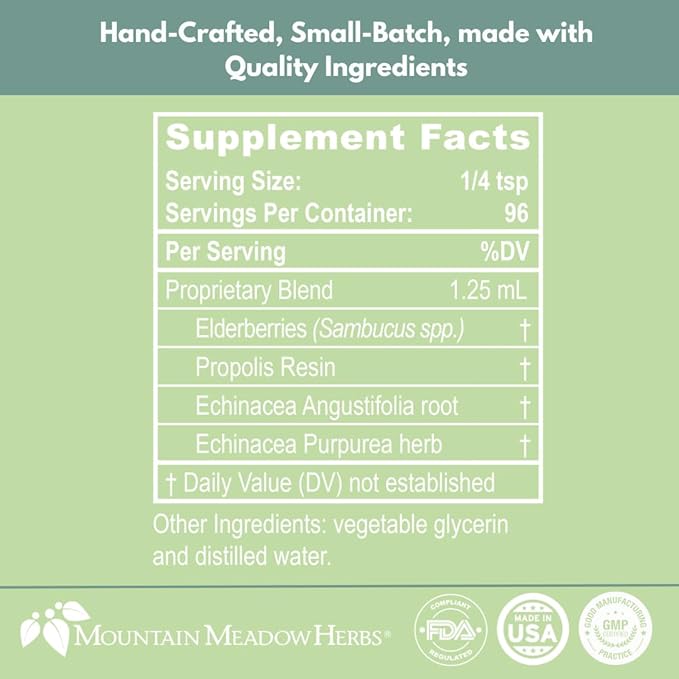 Mountain Meadow Herbs Family Immune Booster Extract with Sambucus Elderberry and Echinacea | Optimal Immune Support for The Whole Family | Tincture, 4 oz