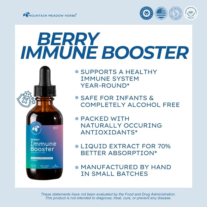 Mountain Meadow Herbs Berry Immune Booster for Kids Immune Support, with Elderberry and Echinacea - 2oz.