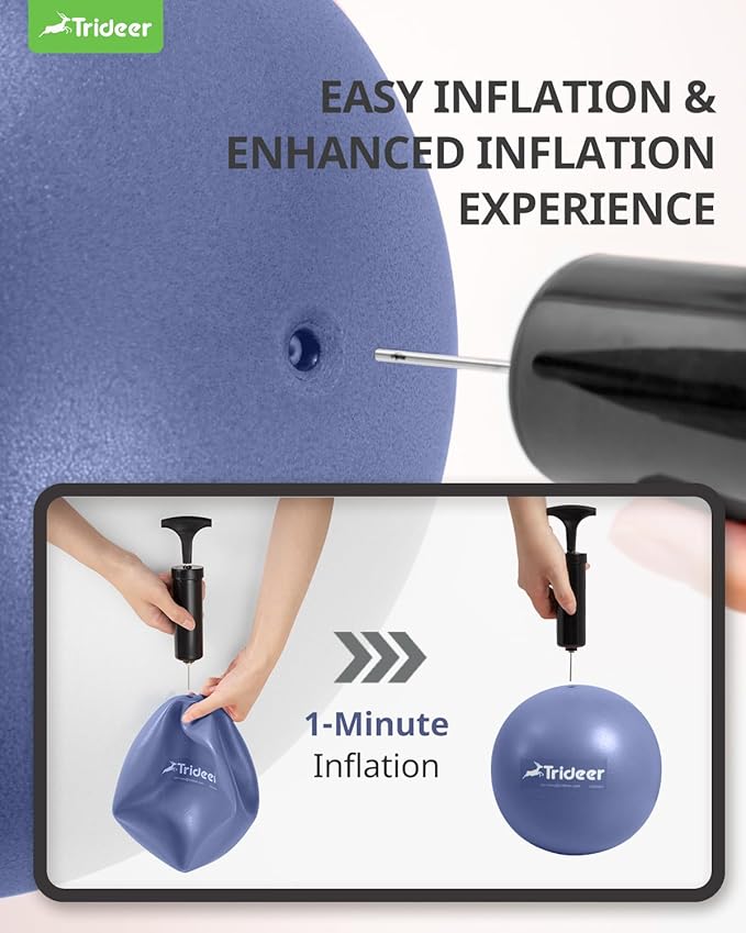 Trideer Pilates Ball - 7-8 inch with Pump, Small Core Ball for Yoga, Barre, Physical Therapy