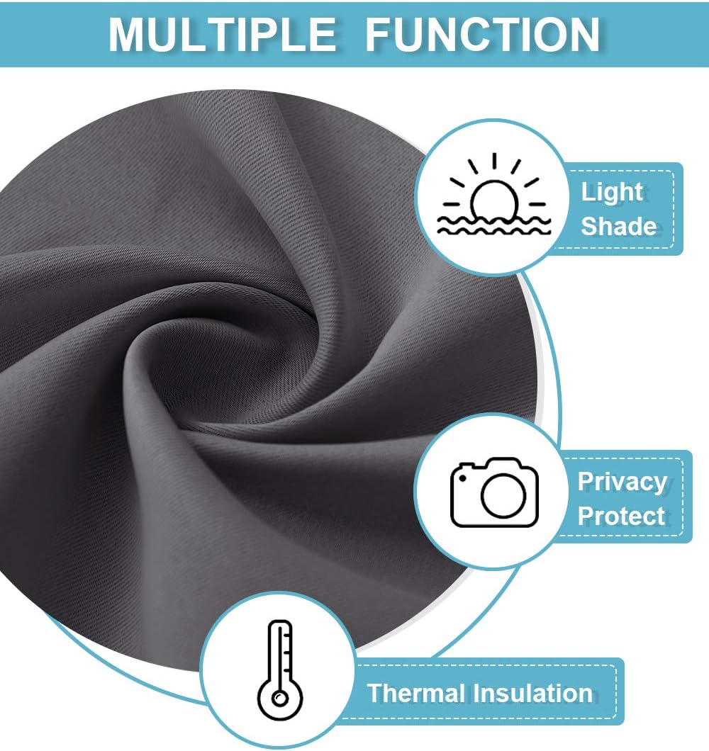 RYB HOME Grey Curtains Extra Long, Thermal Insulated Curtain Panels for Kitchen, Rod Pocket Room Darkening Privacy Large Window Drapes for Sliding Door, Grey, W52 x L120 inches, 2 Panels Set