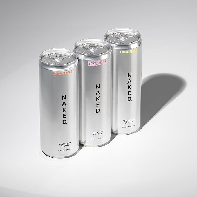 Naked Sparkling Energy - Sample Box - Three Flavors - Lemonade, Orange, and Strawberry Lemonade