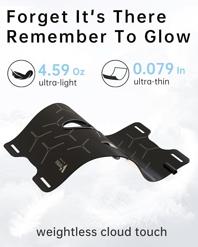 VYM Infrared Light Therapy Mask: High Energy Skincare Device for Glowing Skin – Ultra-Thin 1.8mm 4.6oz, 830nm 633nm 590nm, Cordless Red Light Therapy for Face Luxury Gift - Black Windmill
