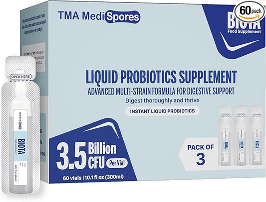 Biota Probiotic Drinks for Digestive Health & Immune Support,Fast Acting Support Stomach Constipation, Digestive Daily Probiotic for Adults, Kids, Gluten, Sugar Free & Non-GMO, 60 Servings