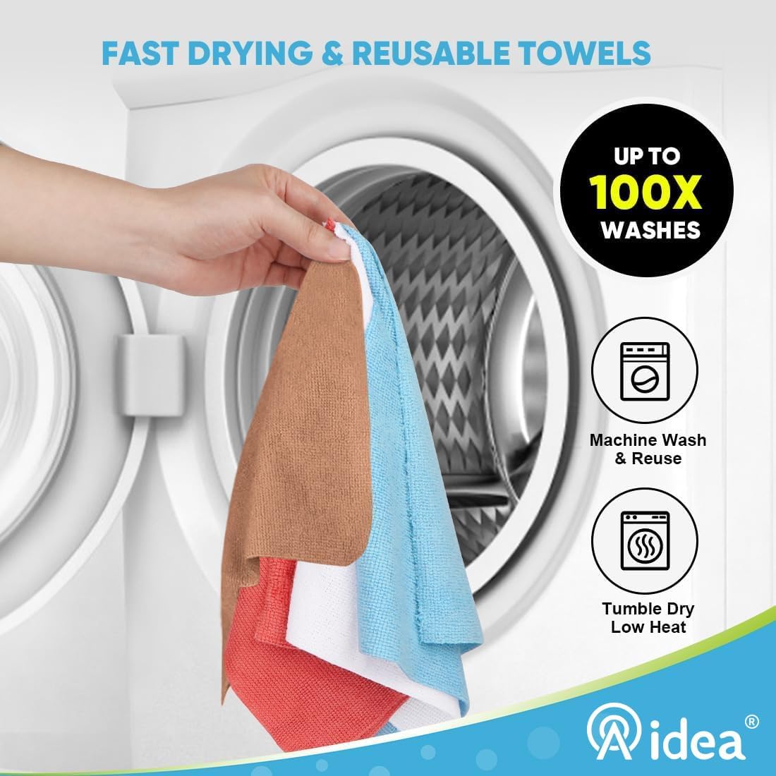 AIDEA Microfiber Cleaning Cloth 165 Sheets 3 Roll, Microfiber Towels for Cars, Shop Rags Washable, Cleaning Rags Reusable Paper Towels for Automotive, Mechanic, Workshops, House,11×9", Coffee