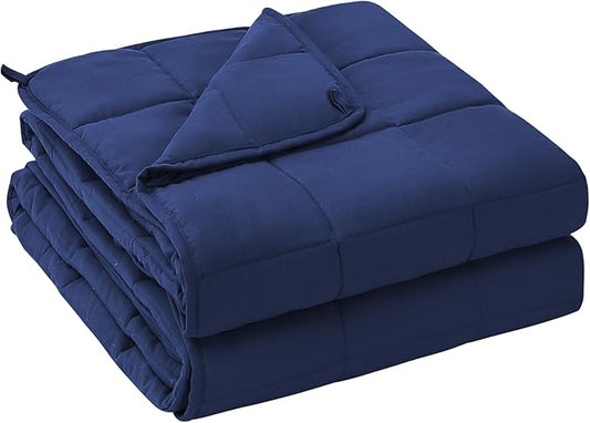 yescool Weighted Blanket for Adults (22 lbs, 60" x 80", Blue) Cooling Heavy Blanket for Sleeping Perfect for 210-230 lbs, Queen Size Breathable Blanket with Premium Glass Bead, Machine Washable