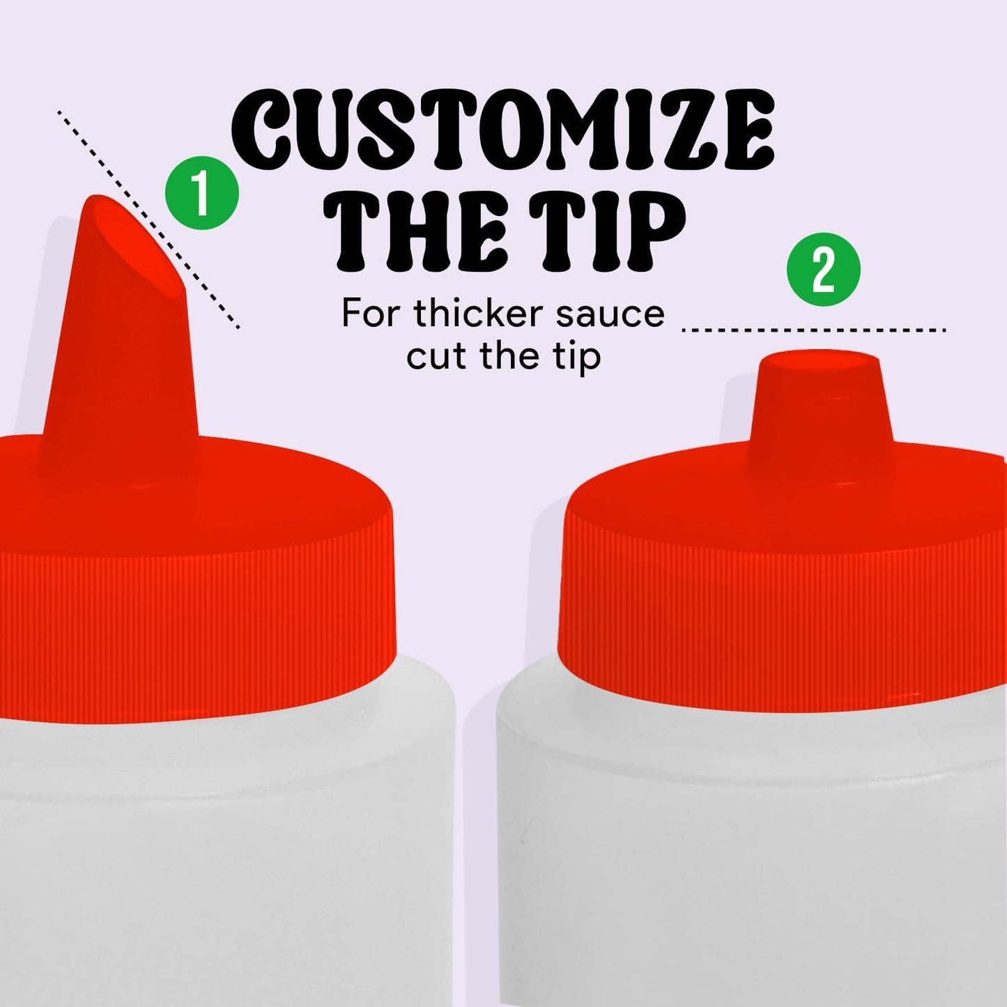 Norcalway 12 oz Condiment Squeeze Bottles for Sauces - Leak Proof - 6 Pack