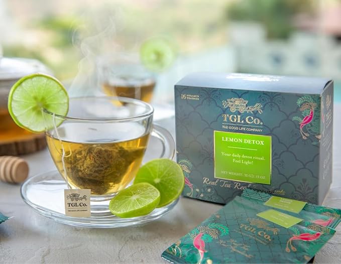 TGL Co. Lemon Detox Tea (16 Green Tea Bags) | Lemon Tea Keeps Hydrated | Sip it Hot or Iced