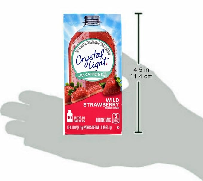 Crystal Light On The Go Wild Strawberry With Caffeine Drink Mix, 10-Packet Box (Pack of 20)