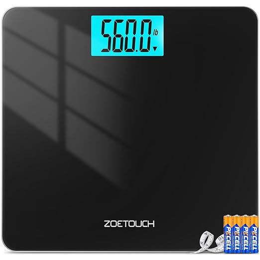 Scale for Body Weight 560lbs Digital High Capacity Bathroom Weighing Bath Scale for Heavy People Weigh Scale with Wide Platform Large LCD Display Batteries Included Black