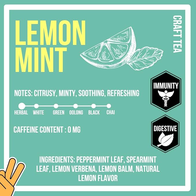 Revival Tea Company Lemont Mint Tea - Herbal Tea Blend of Peppermint, Spearmint and Lemon - Caffeine Free - Loose Leaf 3 Ounces
