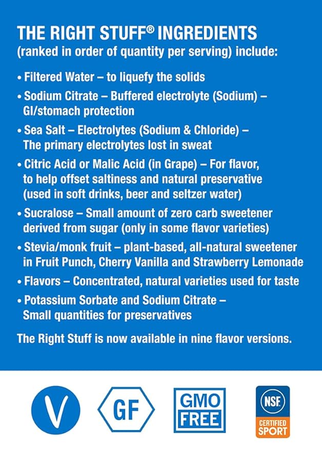 The Right Stuff electrolyte drink concentrate - 10 Pouch Box - Lemon Lime