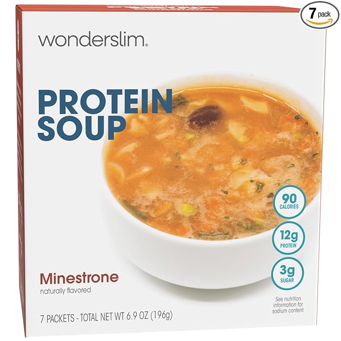 WonderSlim Protein Soup, Minestrone Soup, 90 Calories, 12g Protein, Low Sugar (7ct)