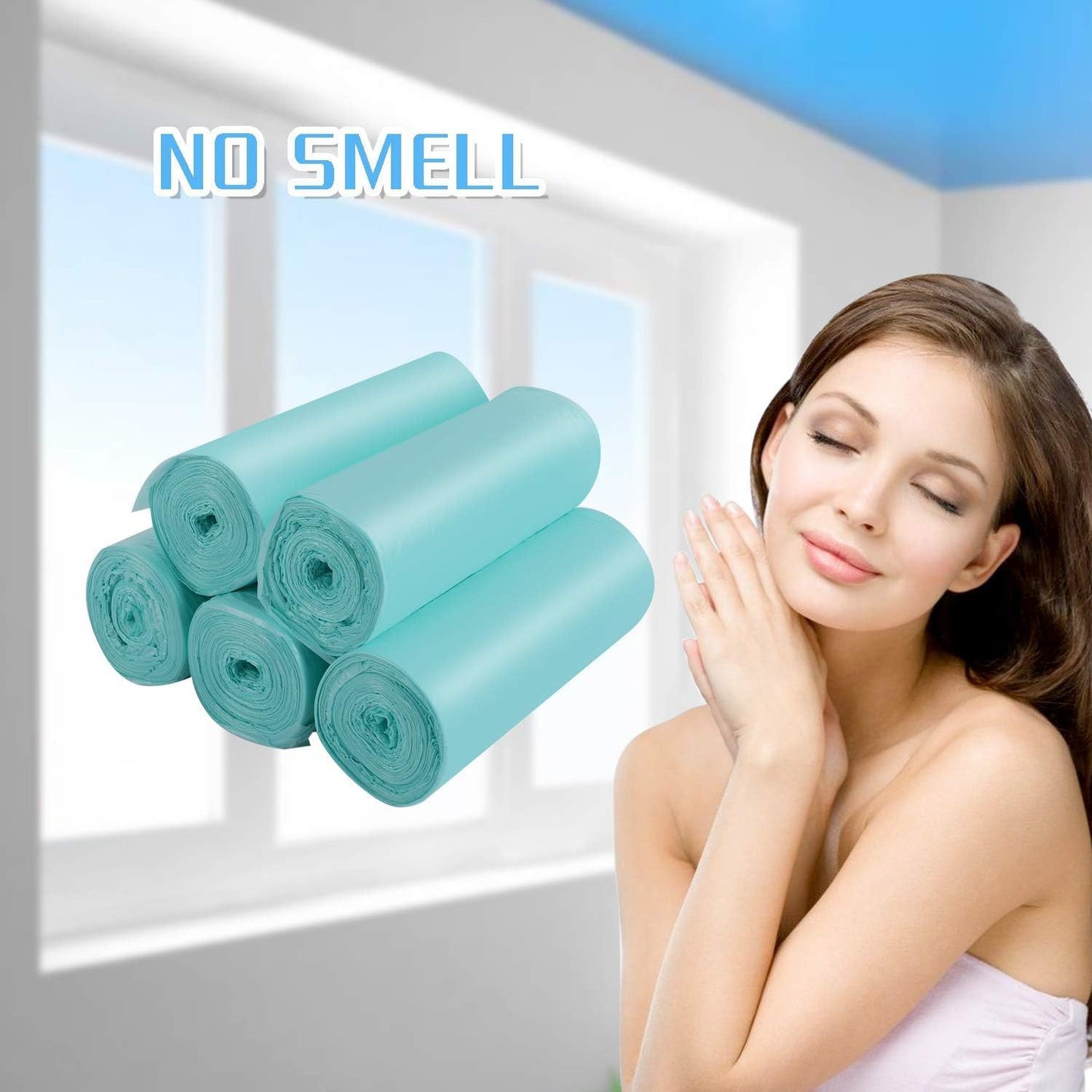 1.2 Gallon Biodegradable Trash Bags Small Trash Bags Unscented Garbage Bags Compostable Wastebasket Can Liners for Bathroom,Home, Office , Baby diaper(Emerald, 125 Count (Pack of 1))