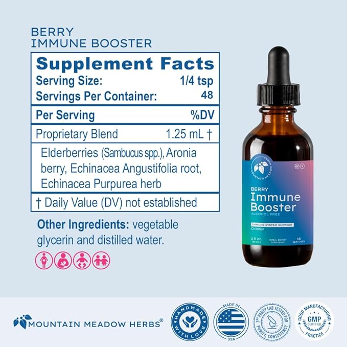 Mountain Meadow Herbs Berry Immune Booster for Kids Immune Support, with Elderberry and Echinacea - 2oz.