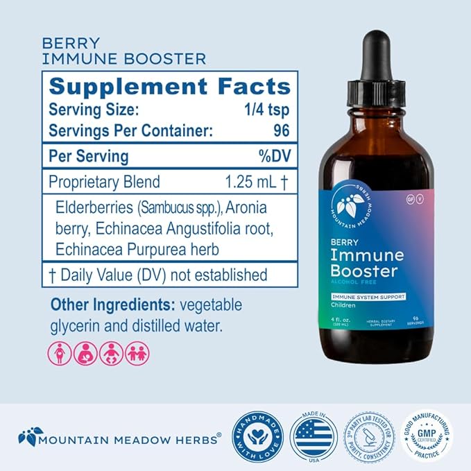 Mountain Meadow Herbs Berry Immune Booster for Kids Immune Support, with Elderberry and Echinacea - 4oz.