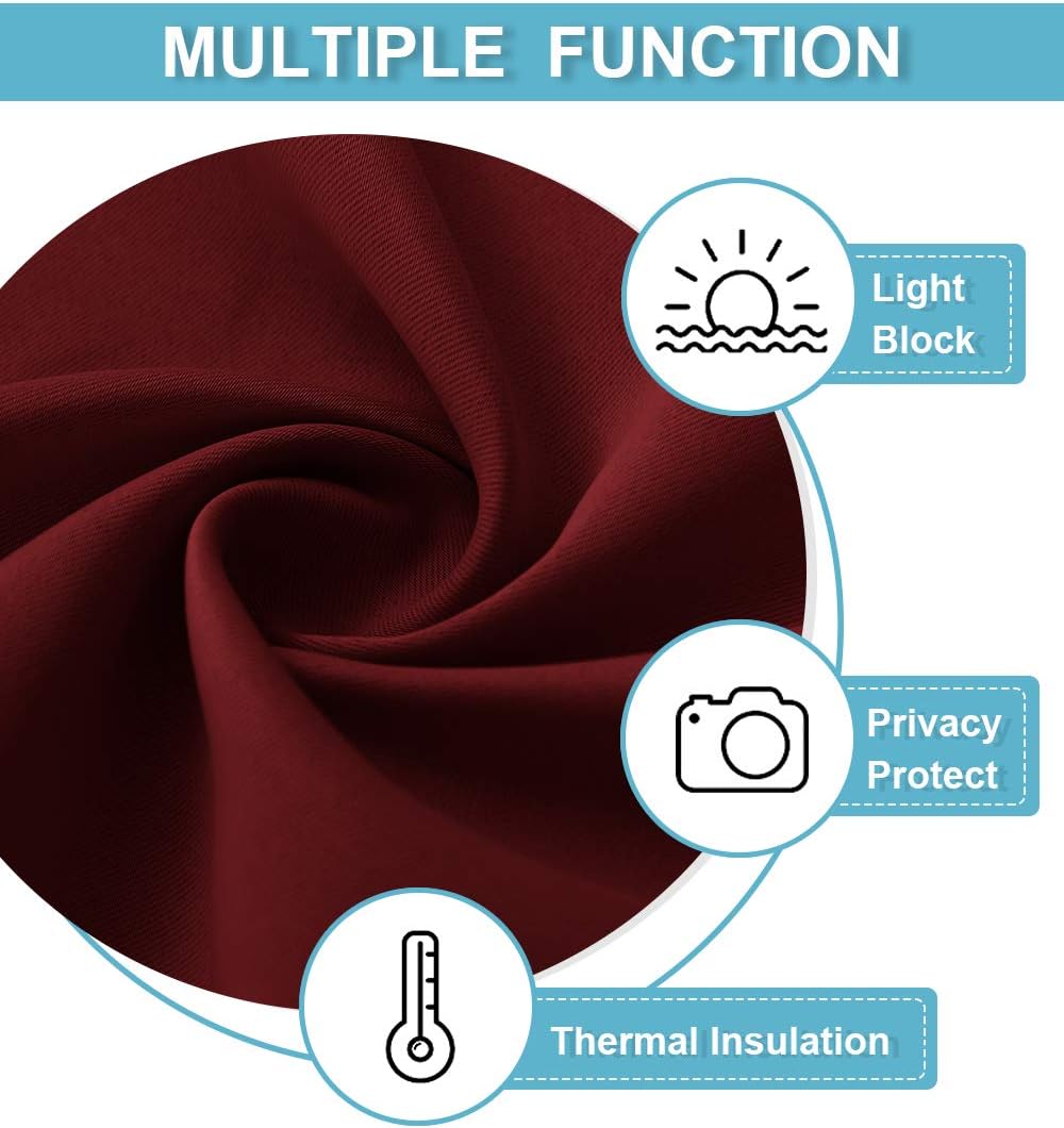 RYB HOME RV Camper Door Window Curtains -Blackout Privacy Curtains & Drapes for Bathroom Bedroom Kitchen Portable Travel Trailer Small Window Decor, W 34 x L 24, Burgundy Red, 2 Panels