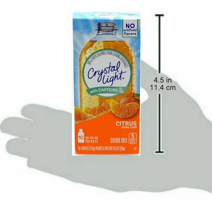 Crystal Light On The Go Citrus With Caffeine Drink Mix, 10-Packet Box (Pack of 26)