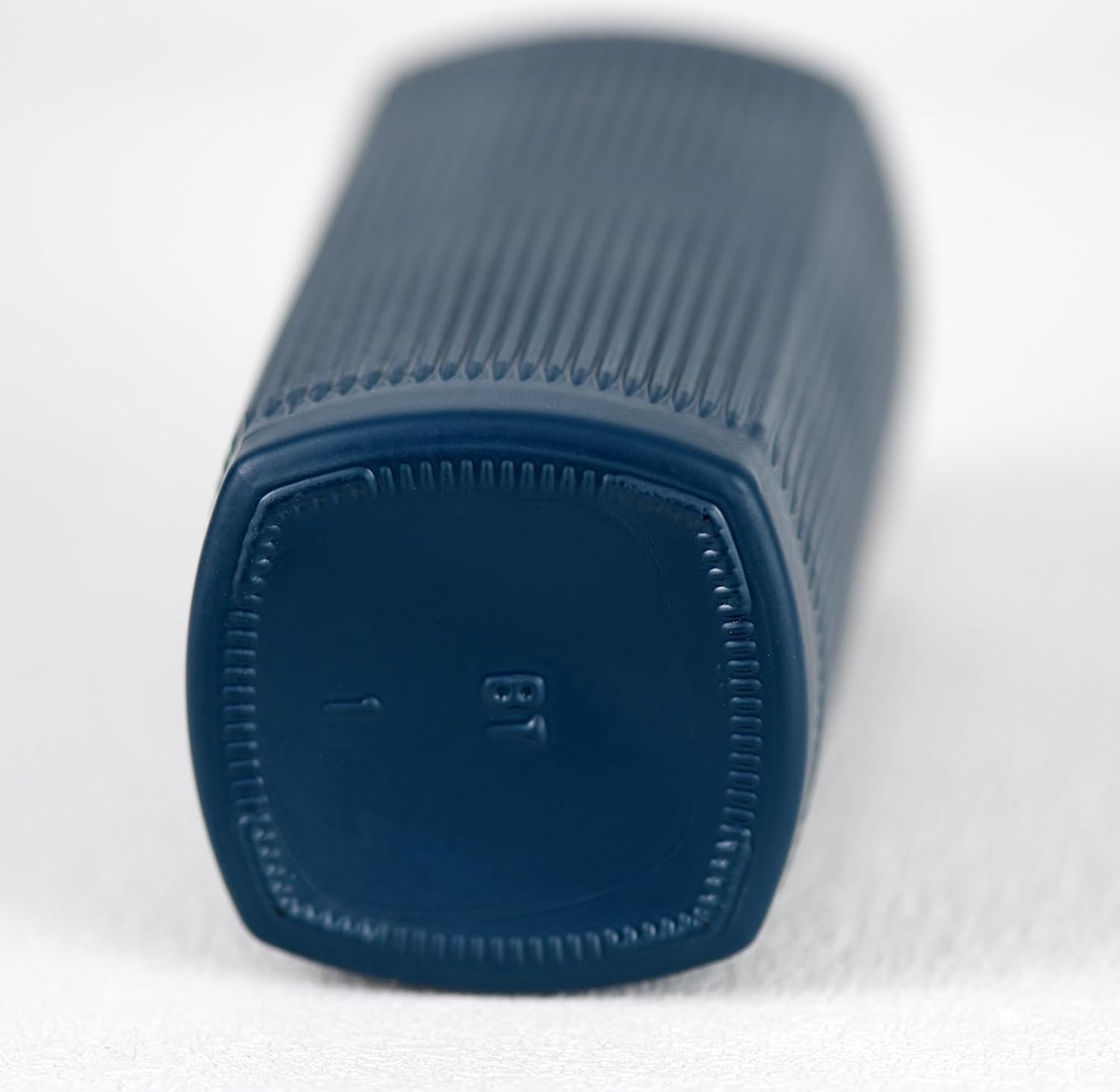 12 oz Glass Soap Dispenser with Vertical Stripe with Black Plastic Rustproof Pump, Small Refillable Soap Dispenser for Kitchen and Bathroom (Dark Blue)