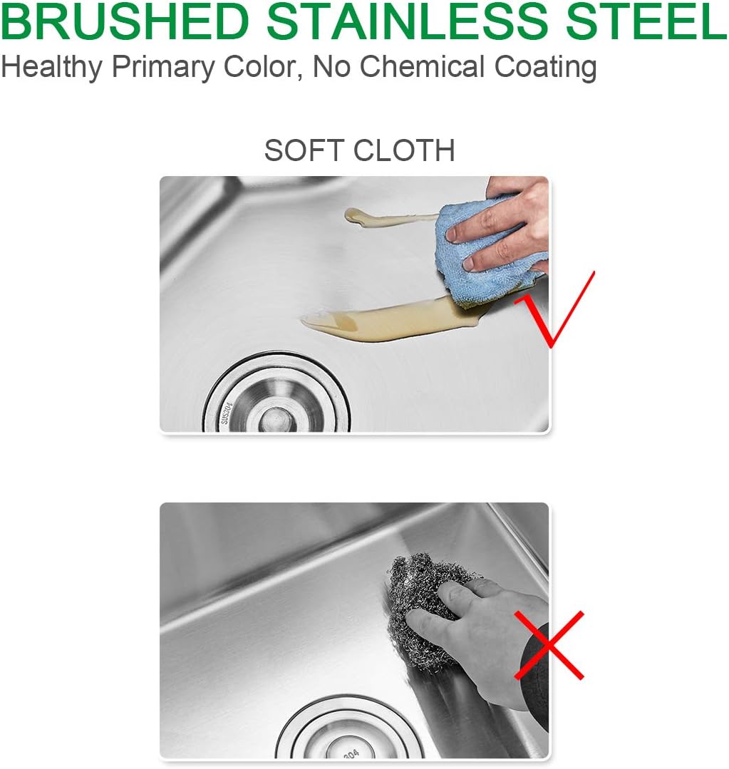 25x18 Inch Kitchen Sink Drop in, Premium T-304 Grade Stainless Steel Sink, 9" Deep Single Bowl with Brushed Finish, R10 Tight Corner, 2 Pre-Drilled Holes, Topmount Sink with Strainer