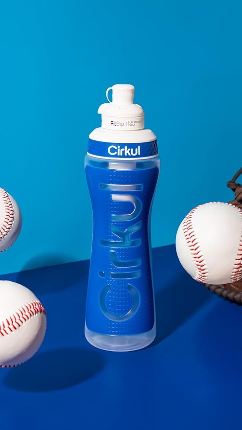 Cirkul 22oz. Navy Plastic Grip Squeeze Water Bottle & Sport Lid, BPA-Free, Non-Slip Design for Gym, Biking & Sports