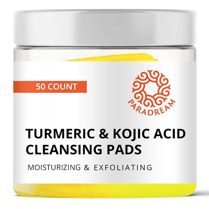 Turmeric Kojic Cleansing Pads: Face Exfoliating Pads for Acne Scars Skin Fades Skin Firming - Cleaning Pad with Turmeric and Kojic - Deep Clean Pores 50PCS